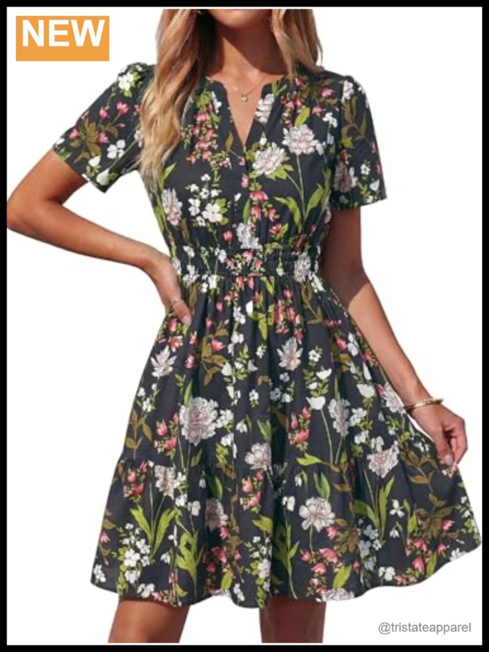 BTFBM Womens Summer Mini Dress Short Sleeve V-Neck Floral Casual Boho